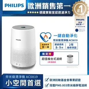 【飛利浦 PHILIPS】奈米級濾淨空氣清淨機 AC0819/80