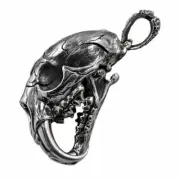 Sabre-Toothed Tiger Skull Pendant Necklace Vintage 90s Collectable (J-201A)