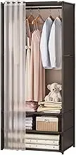 Wardrobe Portable Canvas Wardrobe with Hanging Rail, Shelves, Clothes Closet Storage Organizer for Bedroom, Living Room Strong and Durable,Black-72x42.5x160cm