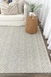 Wamberal Geometric Light Grey Wool Rug