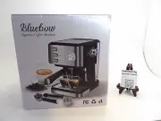 Bluebow Espresso Machine, Pressure Gauge Milk Frother Steam Coffee Maker, Silver