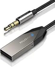 PALOVUE Bluetooth 5.0 Receiver with Qualcomm CSR, Wireless Car Kit for Music Streaming and Hands-Free Calling for Car/Home Stereo with 3.5mm Aux Port, No Charging Needed, LinkFlow
