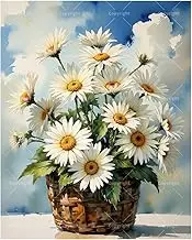 TAOPAOLAB Floral Paint by Numbers Kit for Adults - DIY Basket of White Daisies Painting on Canvas 16x20In, Acrylic Paint Set, Suitable for Beginners, Flower Art for Home Decoration or Gifts