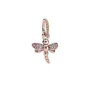 Authentic Pandora Rose Gold ALE R 388803C01 Sparkling Dragonfly Dangle Charm