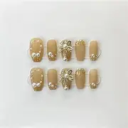 Handmade Fake Nails Medium Length Press Nail Design Full Cover Coffin Manicure Wearable