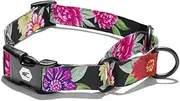 Wolfgang Heavy Duty Martingale Dog Collar with Quick Release Nylon Buckle for Walking & Training, DarkFloral Print, Large