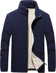 [Generic] Men's Fleece Jacket Male Oversized Stand Collar Sherpa Lined Coat Man Casual Plush Warm Full Zip Jacket