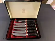 Vintage Kirk & Matz Forged Sheffield Cutlery Steak Knives Set Bone Style (NEW?)