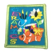 PATCH GSA Girl Scouts Ceramics Paint Brushes Sunflower Clown Fish