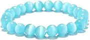 [IBOWZ] Crystal Bracelet Bead Bracelets Charm Bracelets for Womens, 7 Chakra Natural Cat's Eye Stone Beads Opal Bangle Unlimited Charm Jewelry Yoga Energy Elastic Light Blue Bracelets Diffuser Women