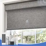 Motorized Blinds with Remote,100% Blackout Smart Roller Blinds,Rechargeable Roller Shades【Solar Panel Included】 Wireless Electric Cordless Blinds with Cover Compatible with Alexa Grey 34 * 72