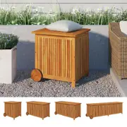 Garden Storage Box with Wheels Solid Wood Acacia Tool Chest Multi Sizes vidaXL