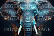 Stunning Elephant Abstract Fractal Surreal Art 8X10 High-Quality AI Photo Print