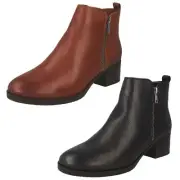 Ladies Clarks Block Heel Ankle Boots 'Mila Sky'