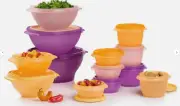 Tupperware Servalier Mixing & Serving Bowls w/ Seals Set Pink Purple Orange New