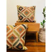 18x18" Geometric Pillow Cover Moroccan Tribal Multicolor Cushion Cover Square