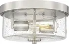 2-Light Brushed Nickel Ceiling Light Fixture, 11 Inch Flush Mount Light Fixture