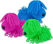 ORB Curiosities Wiggly Dog Mega 3 Pack - Wiggle, Jiggle, Squish & Even Squeeze These Floppy Dogs for Stress Relief - Fun Sensory / Fidget Collectible Toys for Kids and Adults - Green, Blue, & Purple