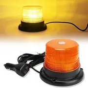 LED Strobe Beacon Light Amber Emergency Magnetic Warning Lamp 7 Flashing Mode 30W 12V-24V Strobe Flashing Lights for Vehicle Forklift Truck Tractor Golf Carts UTV Car Bus (WL-820)
