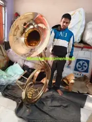 TUBA SOUSAPHONE BIG 25" BELL IN GOLD POLISH OF PURE BRASS +FREE CASE +FREE SHIP