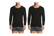 2x Holeproof Aircel Thermal Mens T-shirt Long Sleeve Black Tee Top MYPU1A Bulk Base Layer