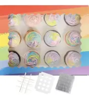 Rainbow 12 Cupcake Boxes with Window 16 Packs 13 * 10 * 3.5" Cupcake Carriers