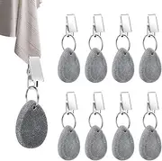 8pcs Tablecloth Weights Tablecloth Pendant Stone Table Cover Weights Hangers with Metal Clips (Drop-Grey)