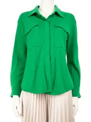Green Cashmere Pocket Detail Shirt