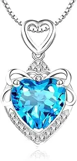 [Generic] Blue Heart Zircon Couple Heart Pendant Necklace for Girlfriend 925 Jewelry Made in China