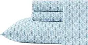 [Tommy Bahama] King Sheet Set, Super Soft Cotton Percale Bedding with Matching Shams, Tropical Bedding Set, Oeko-Tex Certified (Coastal Batik Blue, King)