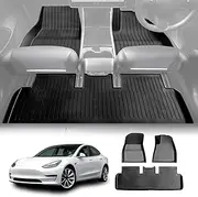X-CAR All Weather Floor Rubber Mats for Tesla Model 3 Carpets Front & Rear 2 Row Seat Set