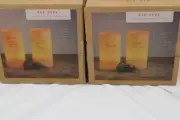 New in Box Rae Dunn Flameless LED Wax Candles Set 4 Naughty Nice Holly Jolly