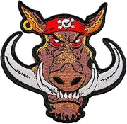 [Graphic Dust] Warthog Boar Embroidered Iron On Patch Pig Animal Wildlife Jungle Backpack Camping