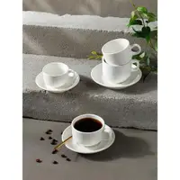 在飛比找ETMall東森購物網優惠-陶瓷白色咖啡杯設計感小眾杯碟套裝卡布奇諾杯酒店餐廳下午花茶杯