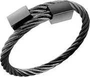 [555Jewelry] 2 Tone Adjustable Twisted Cable Wire Bangle Bracelet Cuff for Women & Men