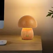 Mushroom Table Night Light Wooden LED Mushroom Touch Lamp Dimmable Bedside Lamp Eye Protection Ambience Light 600mAh USB Rechargeable Cute Lamp for Kids Adults Bedroom Living Room ((Color : A)