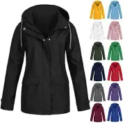 Men Womens Waterproof Raincoat Ladies Outdoor Wind Rain Forest Jacket Coat AU