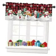 Christmas Window Curtain Valance for Kitchen Bedroom, Cute Snowmen Snowman E