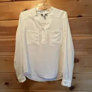 Nine West White Buttoned Mandarin Collar Blouse size S NWT