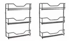 2PC Wall Spice Rack 3 Tier Spices Jar Pantry Shelve Organiser Storage - Black