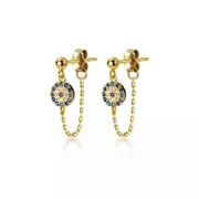 ANYCO Fashion Earrings Gold 925 Sterling Silver Hip Hop Chain Zircon Pendant Stud Women Bohemian Goth Party Eyes Jewelry
