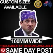 PRISON MIKE FACE 100mm Wide Vinyl Car Sticker Decal The Office Michael Scott