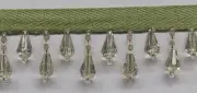 Sparkling Decorative Bead Fringe Trim - Citrine - Light Sage Green