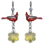 KIRKS FOLLY CARDINAL SNOWFLAKE LEVER BACK EARRINGS IN SILVER TONE