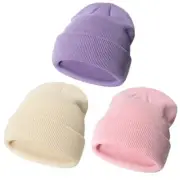 Baby Boy Gril Beanie Toddler 6-24 Months Apricot Beige/Pink/Light Purple_3pack