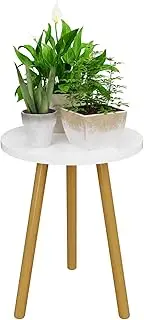 Bamworld Wooden Stool Display Stand, Tall Indoor Plant Stand, Small Round Side Table Plant Holder for Flower