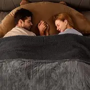 [Bearhug] Electric Heated Blanket Queen Size 84 inches x 90 inches, Dual Controllers,Velvet/Sherpa, 10 Heating Levels & 1-12H Auto Off, Over-Heat Protect, ETL, Machine Washable