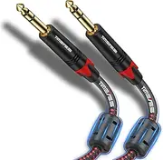 TIMEYES 1/4 Inch 6.35mm TRS Cable 15M, TRS Male 6.5mm to 6.5mm Balanced Instrument Cable, Jack 6.35mm(1/4'') Stereo Audio Interconnect Cord for Mixing Console, Speaker, Amplifier Quarter Inch 50FT