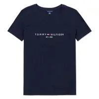 在飛比找PChome24h購物優惠-TOMMY 熱銷刺繡文字Logo圖案短袖T恤(女)-深藍色