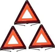 CHILDWEET Emergency Road Safety Kit 3 Collapsible Warning Signs Weighted Base Triangle Road Signs